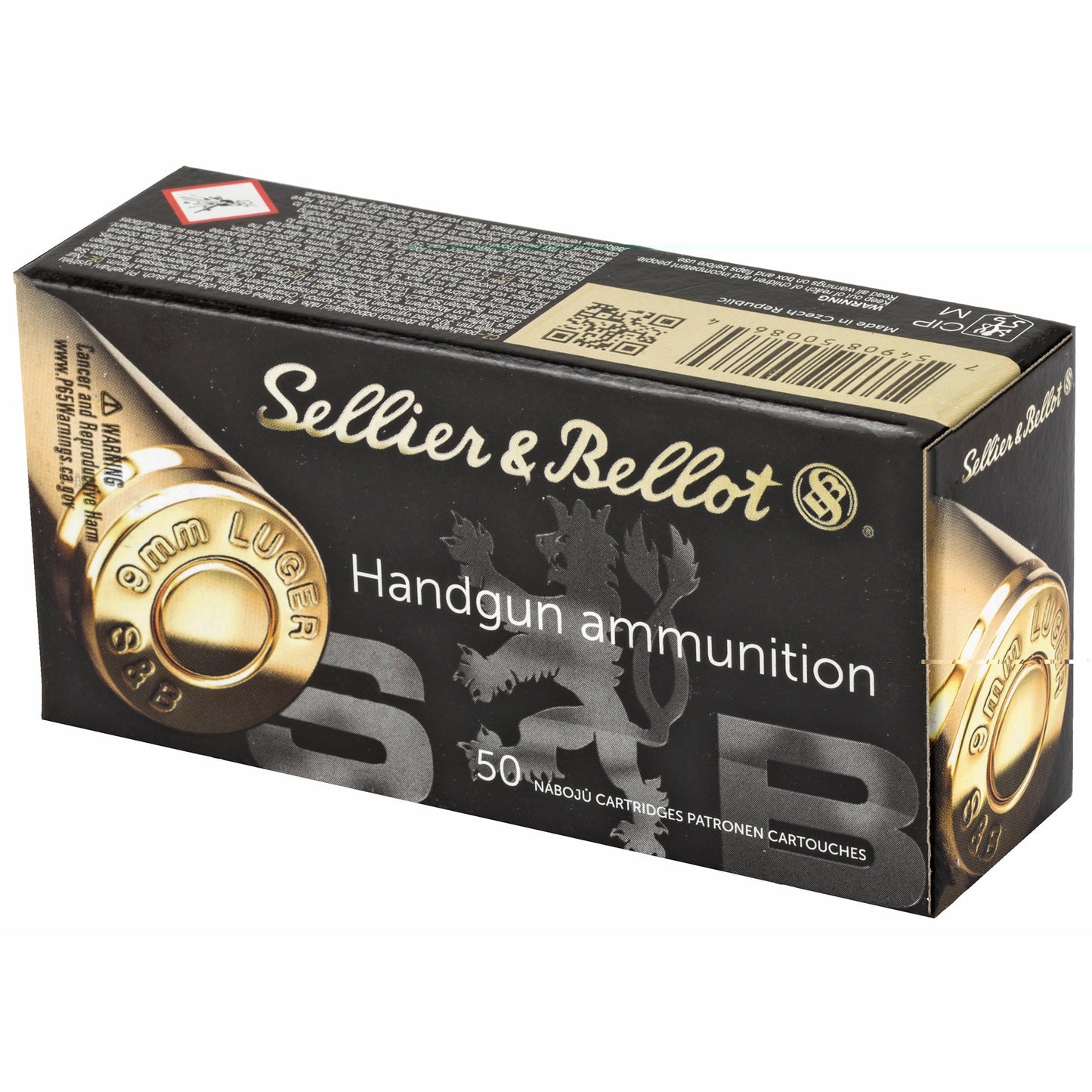 Sellier & Bellot, Pistol, 9MM, 124 Grain, Jacketed Hollow Point  (50 Round Box)
