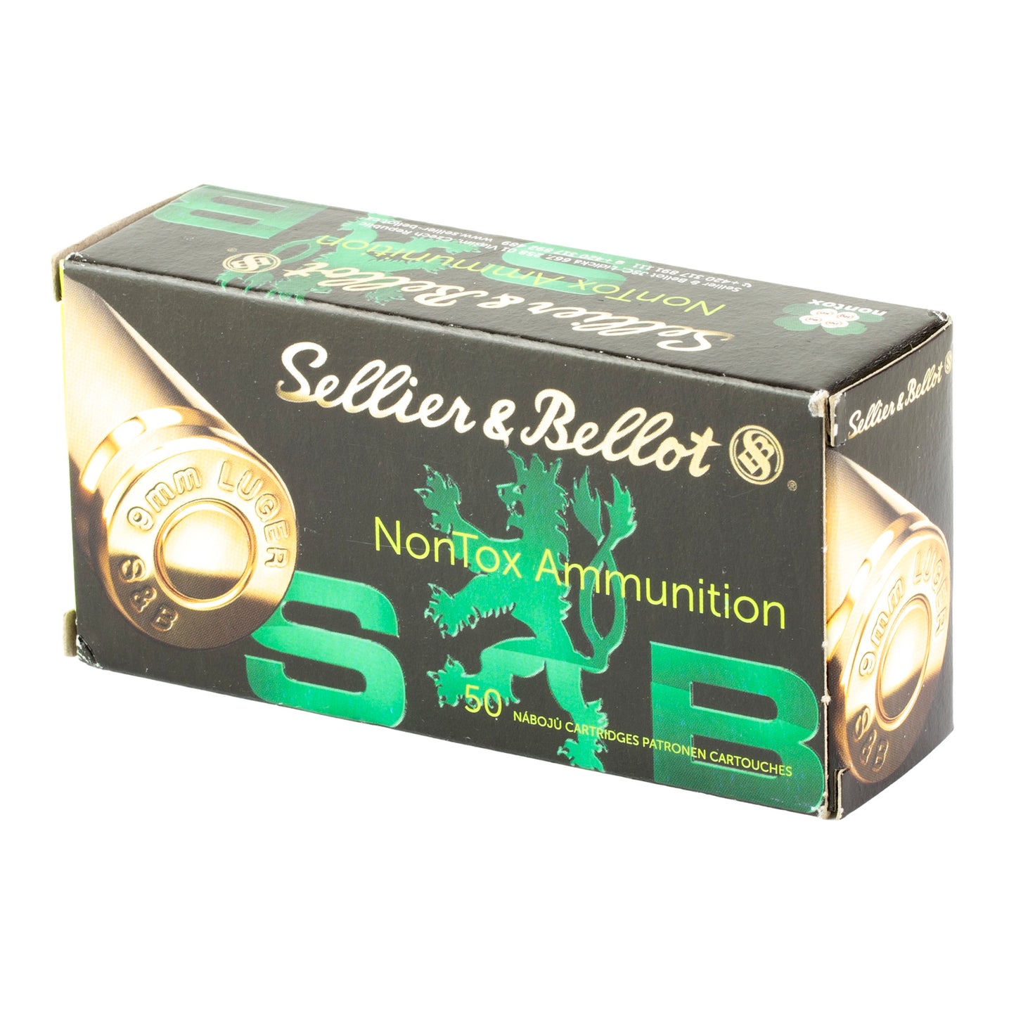 Sellier & Bellot, NonTox, Pistol Ammunition, 9MM, 124 Grain, Total Full Metal Jacket  (50 Round Box)