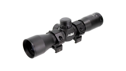 Aim Sports Tactical Rifle Mil-Dot Scope - Black | Includes Rings | 4x32mm