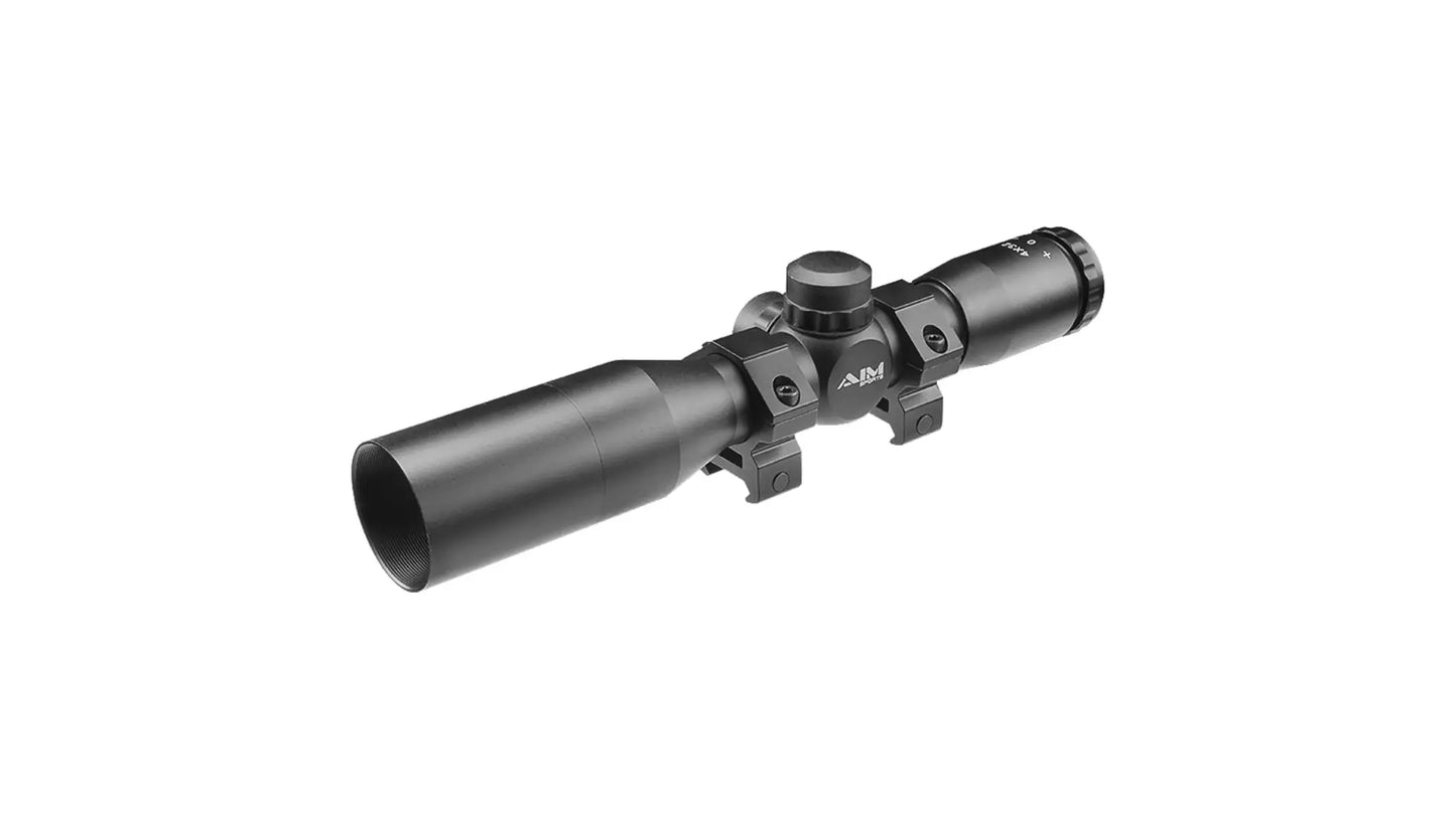 Aim Sports Tactical Rifle Mil-Dot Scope - Black | Includes Rings | 4x32mm