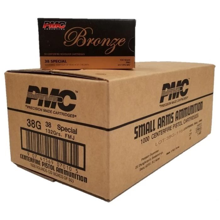 PMC Ammunition, Bronze, .38 Special, 132 Grain | Full Metal Jacket,FMJ | 50 Rounds per Box, 20 Box per Case 