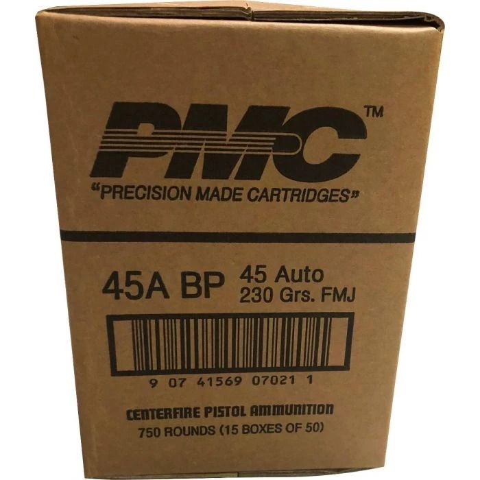 PMC, Bronze, Battle Pack, .45 Auto, Full Metal Jacket, FMJ, Handgun Ammo - 230 Grain | 50 Rounds per Box, 15 Boxes per Case 
