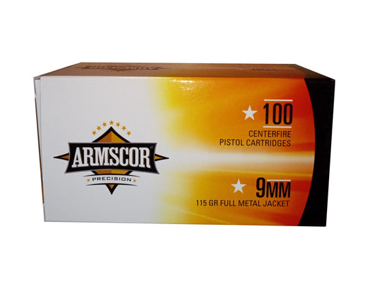 Armscor 9mm Pistol Ammo - 115 Grain | FMJ |  (100 Round Box)