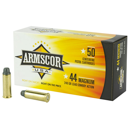 Armscor 44 Magnum 240Gr,  SWC(Semi-Wadcutter), (50 Round Box)