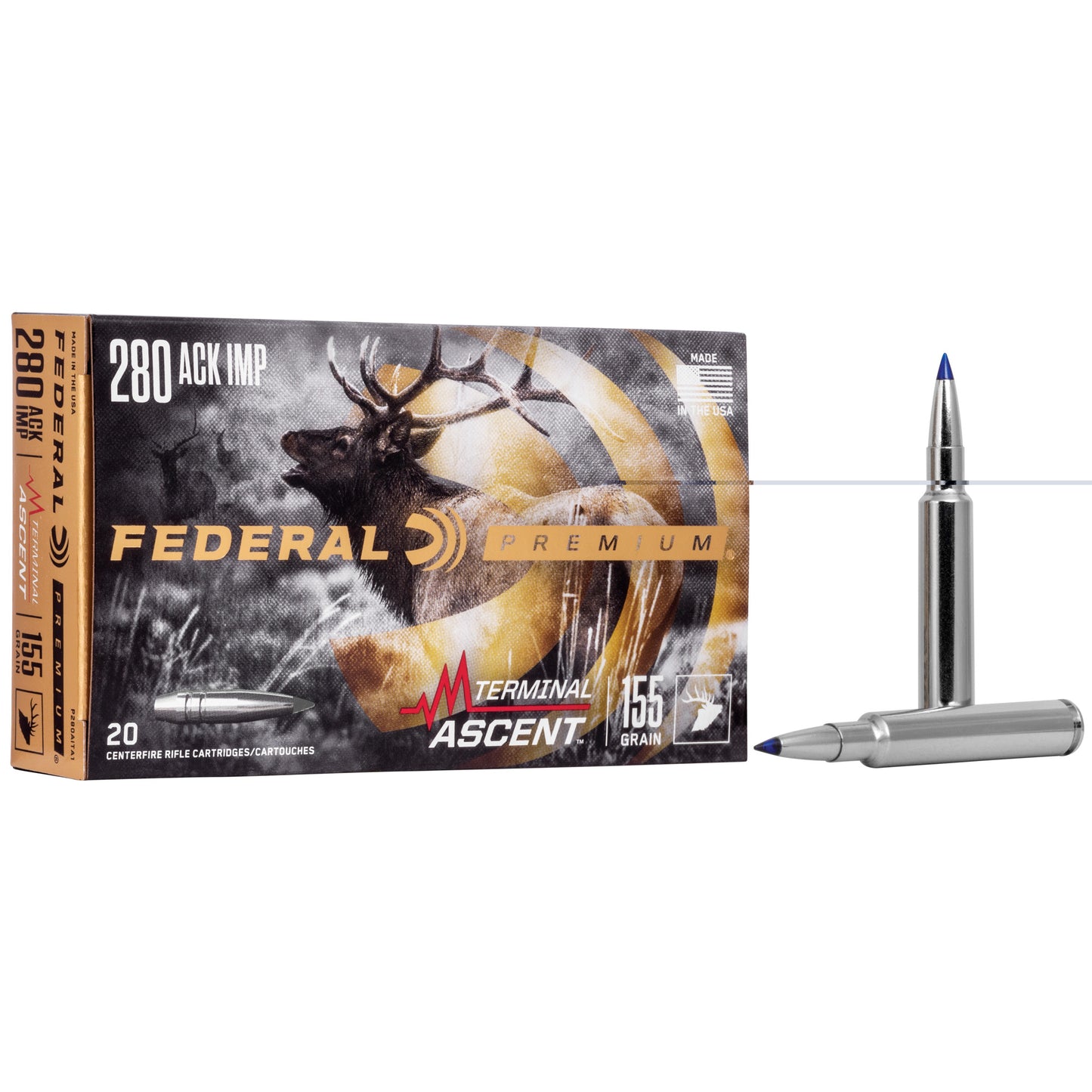 Federal, Premium, 280 Ackley Improved, 155 Grain, Terminal Ascent  (20 Round Box)