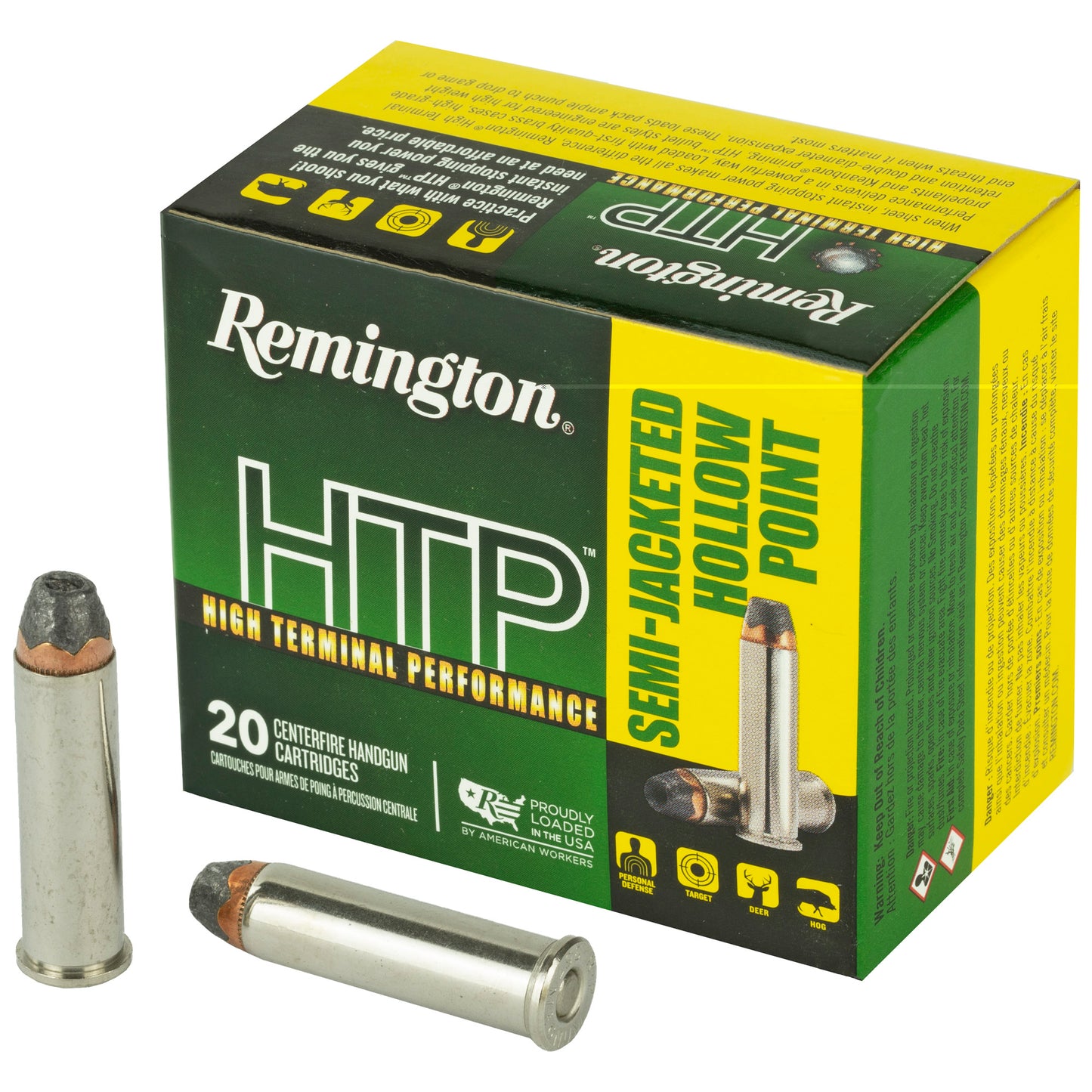 Remington, High Terminal Performance, HTP, .357 Magnum, 158 Grain | Semi Jacketed Hollow-Point, SJHP | 20 Rounds per Box
