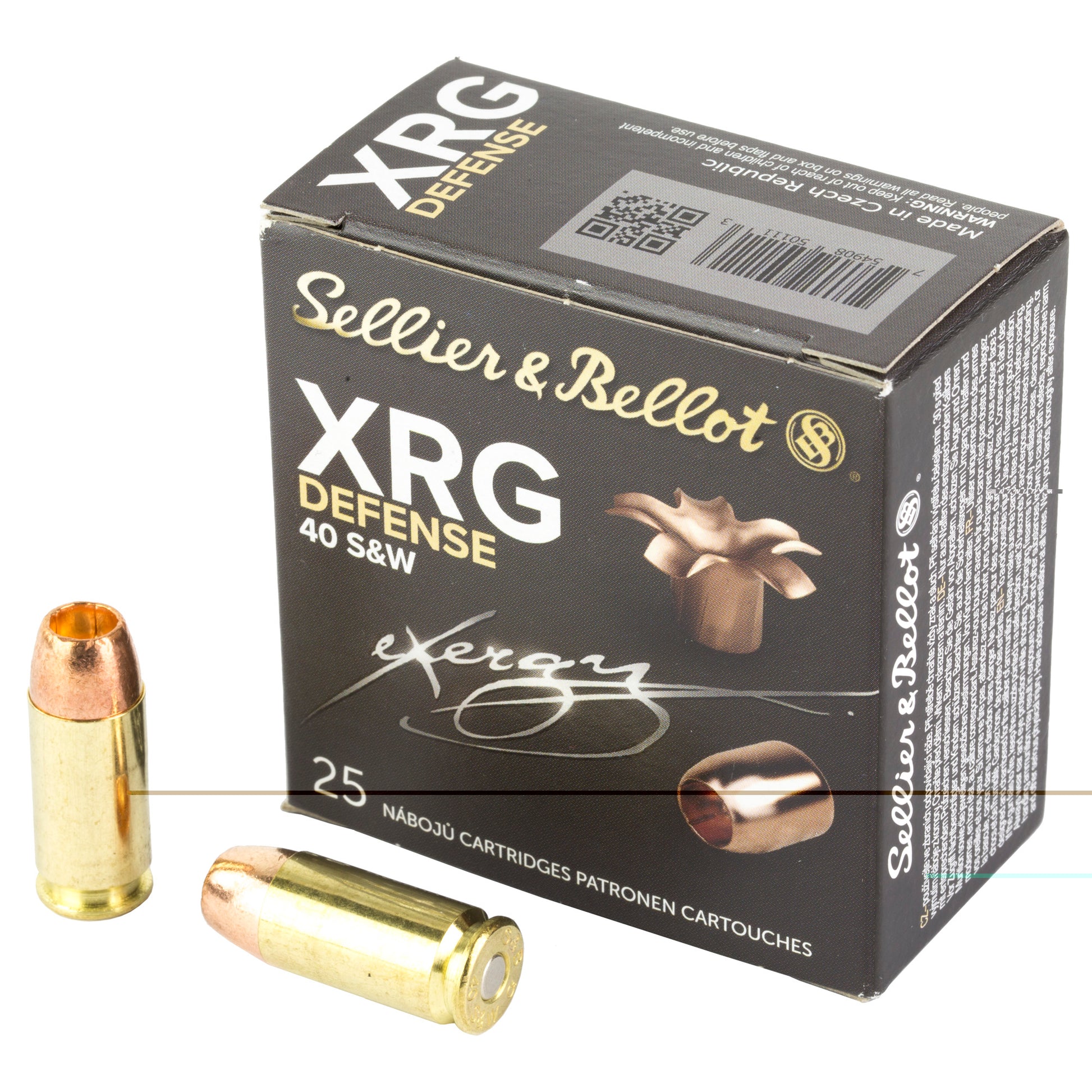Sellier & Bellot, Exergy, XRG, Defense, .40 S&W, 130grain, 25 Rounds per Box