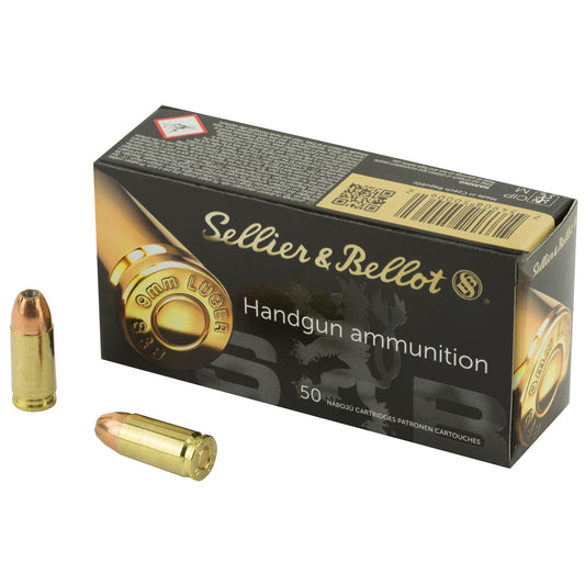 Sellier & Bellot, Pistol, 9MM, 115 Grain, Jacketed Hollow Point  (50 Round Box)