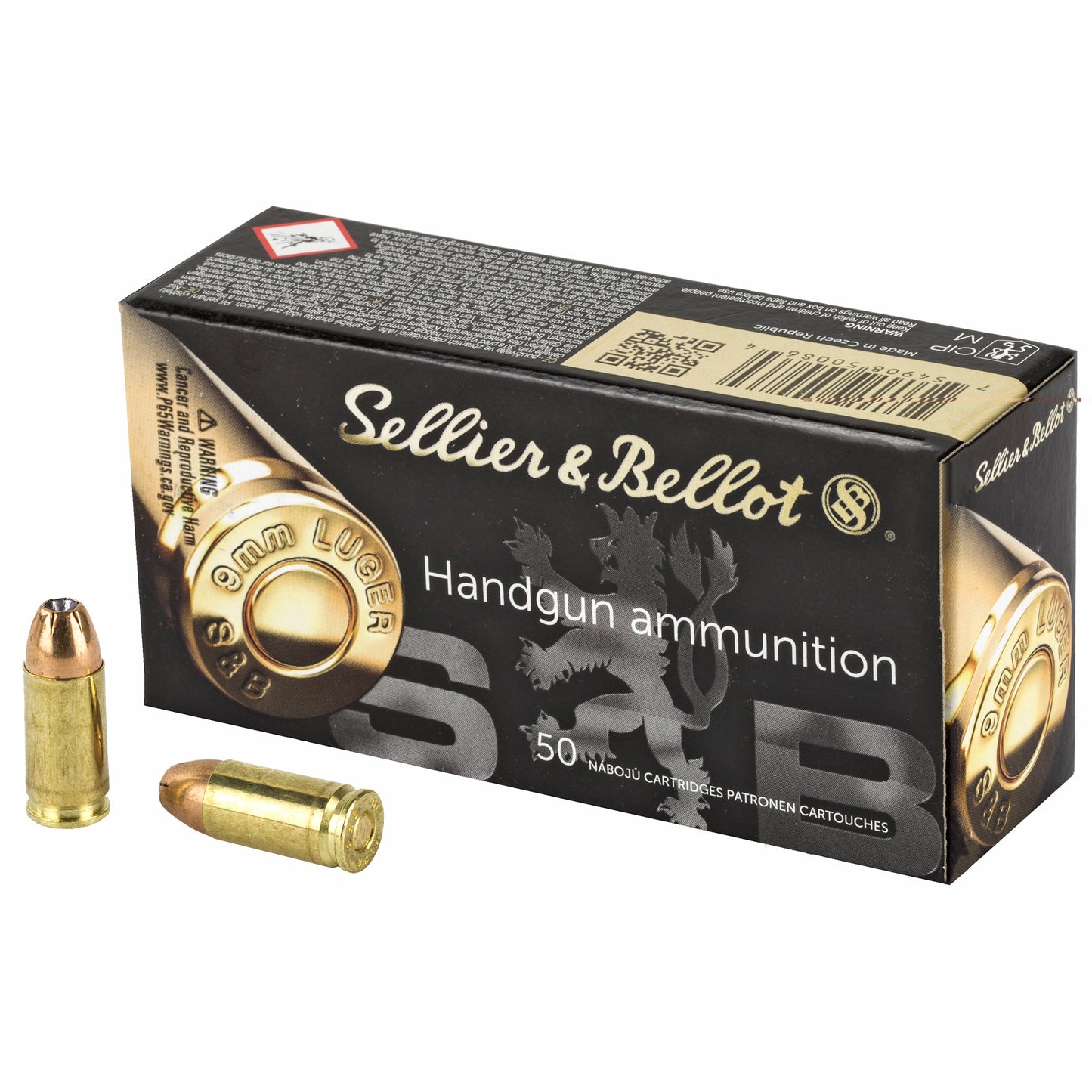 Sellier & Bellot, Pistol, 9MM, 124 Grain, Jacketed Hollow Point  (50 Round Box)