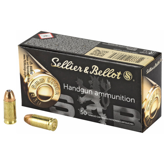 Sellier & Bellot, Pistol, 9MM, 124 Grain, Jacketed Hollow Point  (50 Round Box)